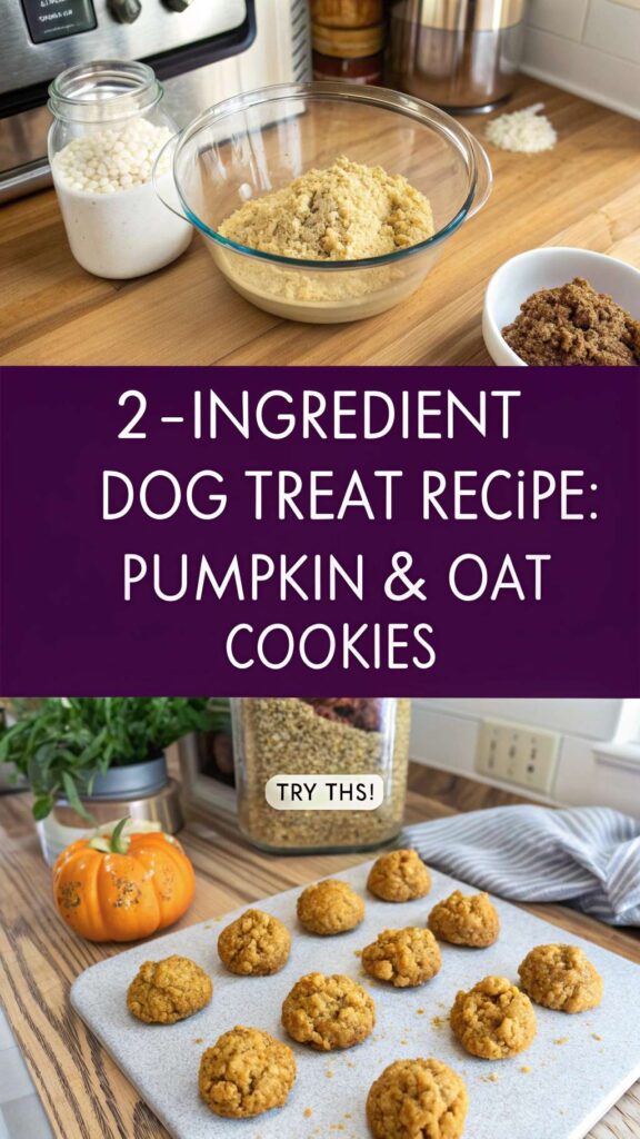 2 Ingredient Dog Treat Recipe Pumpkin Oat Cookies pin 2