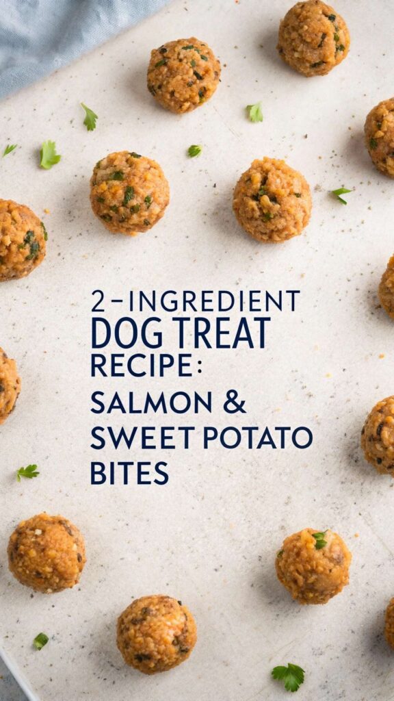 2 Ingredient Dog Treat Recipe Salmon Sweet Potato Bites pin 1
