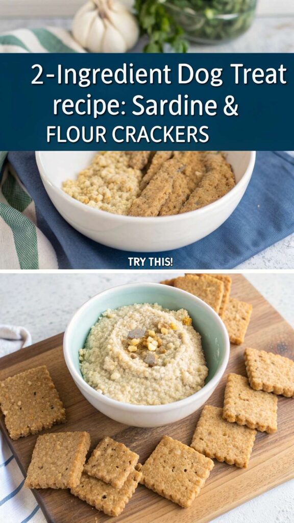 2 Ingredient Dog Treat Recipe Sardine Flour Crackers pin 2