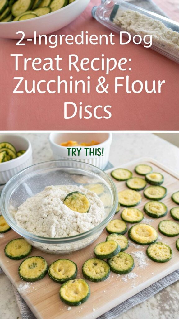 2 Ingredient Dog Treat Recipe Zucchini Flour Discs pin 1
