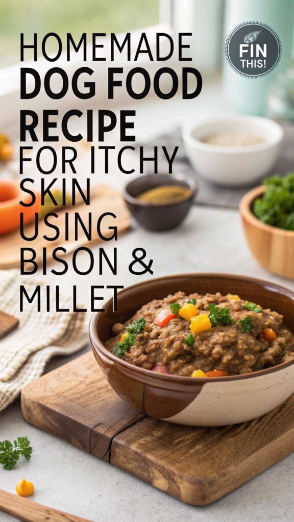 Homemade Dog Food Recipe for Itchy Skin Using Bison Millet pin 2