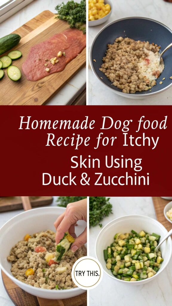 Homemade Dog Food Recipe for Itchy Skin Using Duck Zucchini pin 2