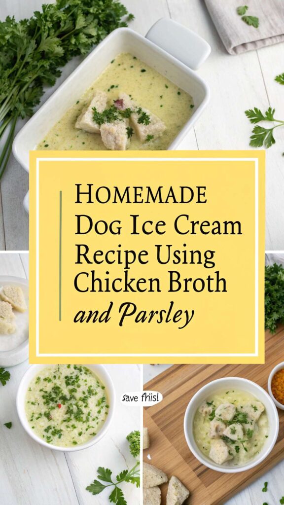 Homemade Dog Ice Cream Recipe Using Chicken Broth and Parsley pin 1