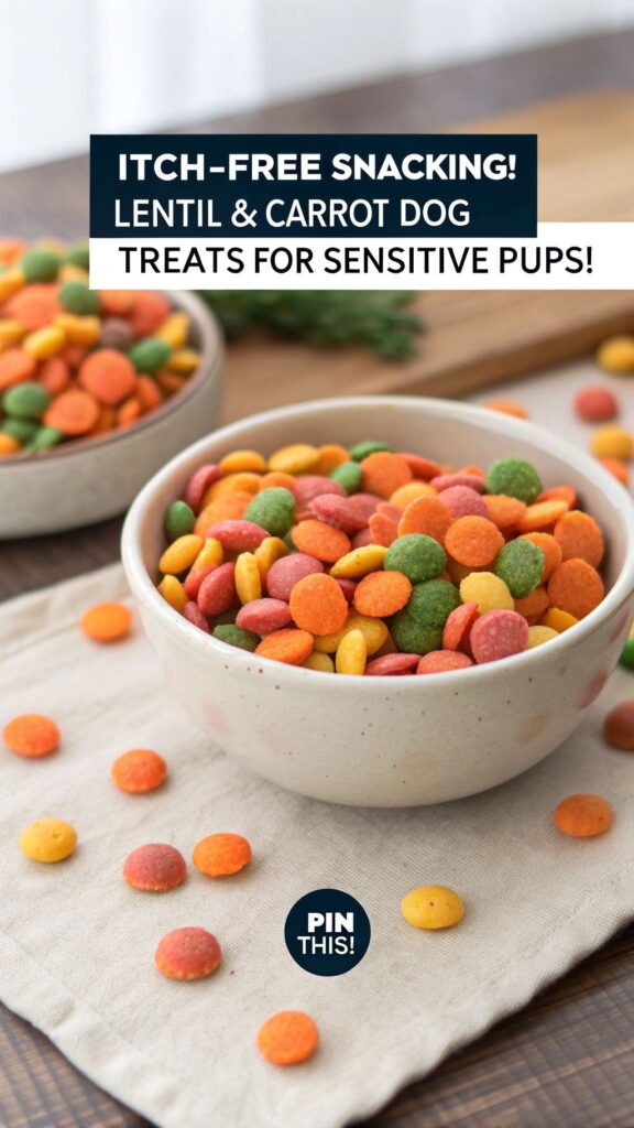 Homemade Dog Treat Recipe for Allergies Using Lentils Carrots pin 2