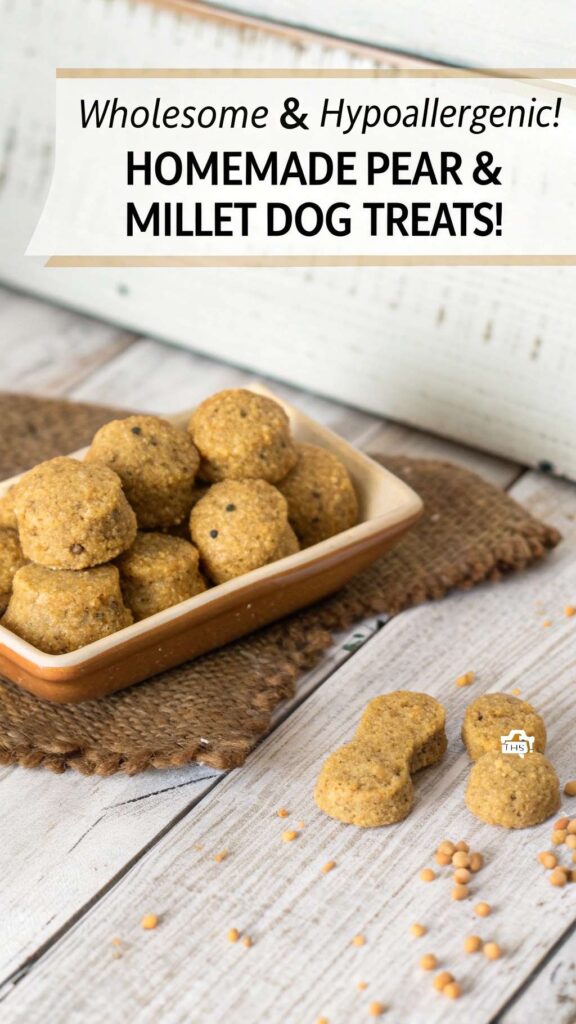 Homemade Dog Treat Recipe for Allergies Using Pear Millet pin 1