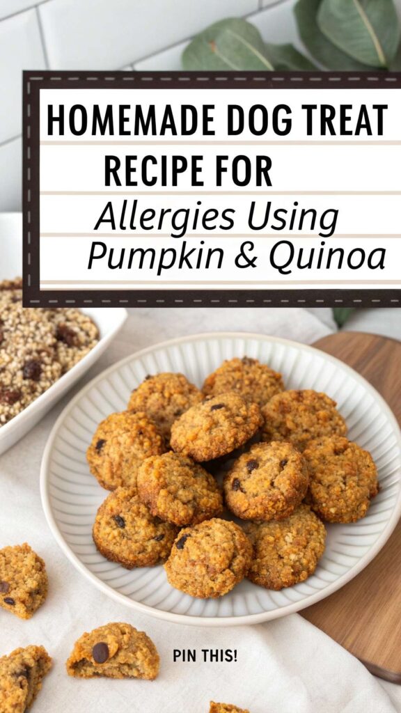 Homemade Dog Treat Recipe for Allergies Using Pumpkin Quinoa pin 1