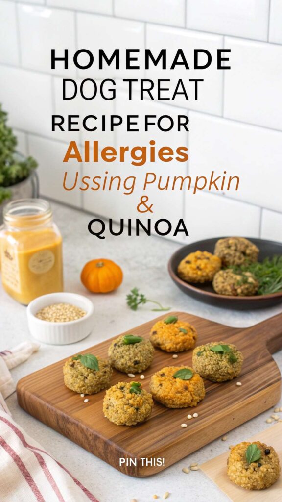 Homemade Dog Treat Recipe for Allergies Using Pumpkin Quinoa pin 2