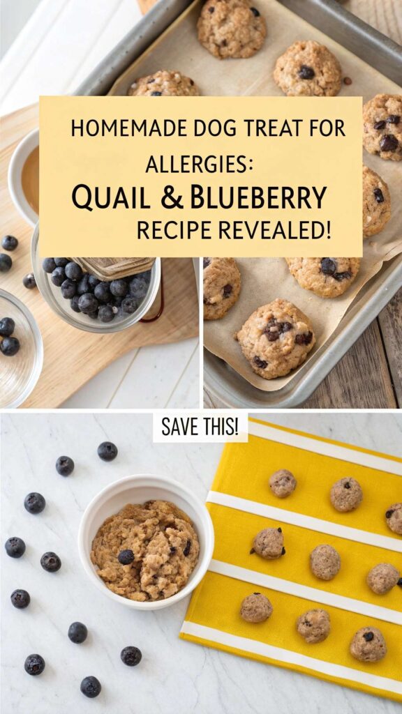 Homemade Dog Treat Recipe for Allergies Using Quail Blueberry pin 1