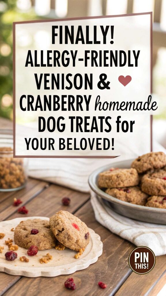 Homemade Dog Treat Recipe for Allergies Using Venison Cranberry pin 1