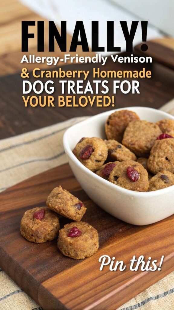 Homemade Dog Treat Recipe for Allergies Using Venison Cranberry pin 2