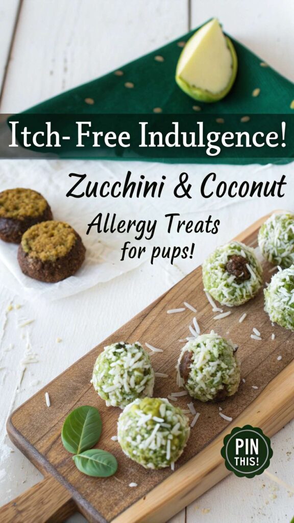 Homemade Dog Treat Recipe for Allergies Using Zucchini Coconut Flour pin 1