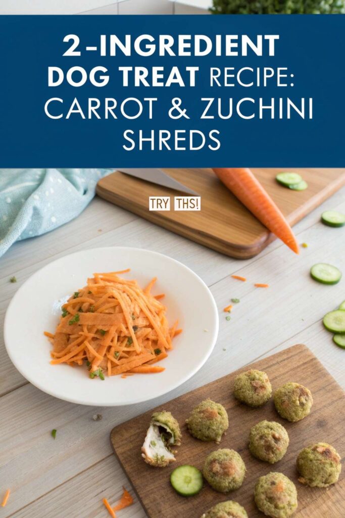2 Ingredient Dog Treat Recipe Carrot Zucchini Shreds pin 2