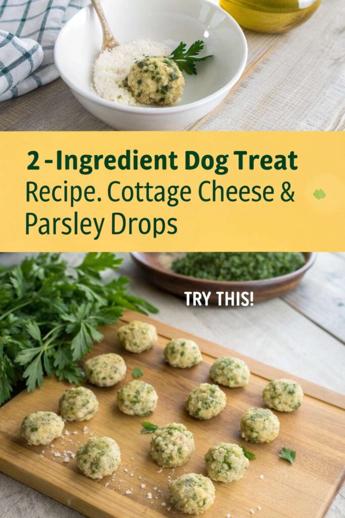 2-Ingredient Dog Treat Recipe Cottage Cheese & Parsley Drops pin 1.1