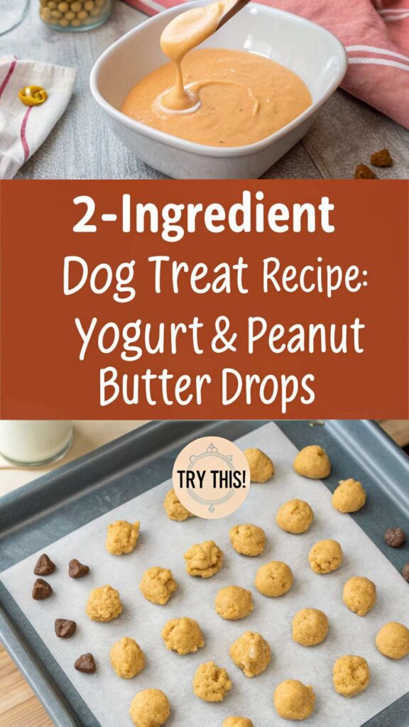 2 Ingredient Dog Treat Recipe Yogurt Peanut Butter Drops pin 2