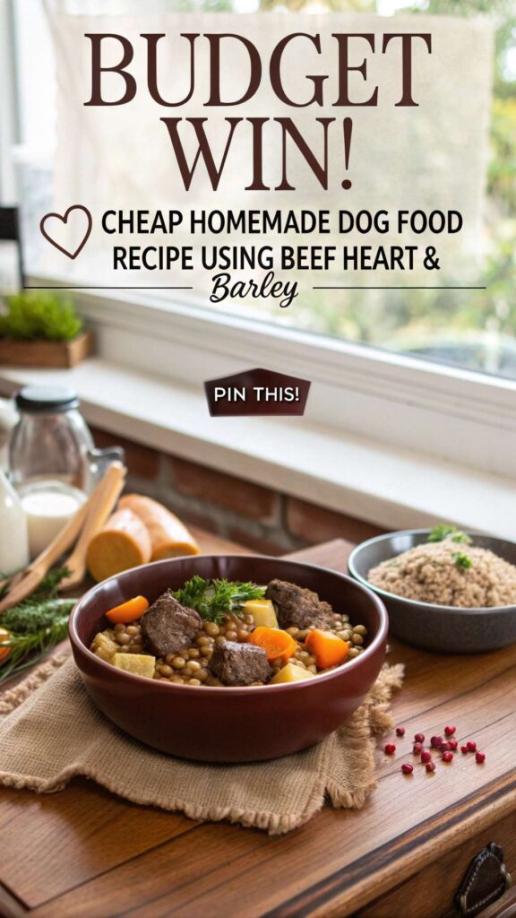Cheap Homemade Dog Food Recipe Using Beef Heart Barley pin 1