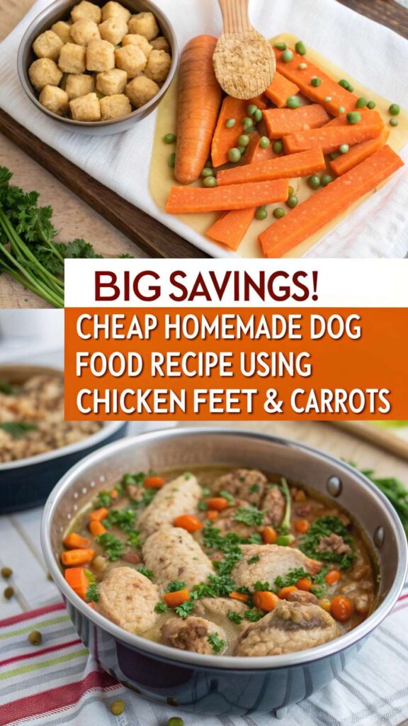 Cheap Homemade Dog Food Recipe Using Chicken Feet Carrots pin 2