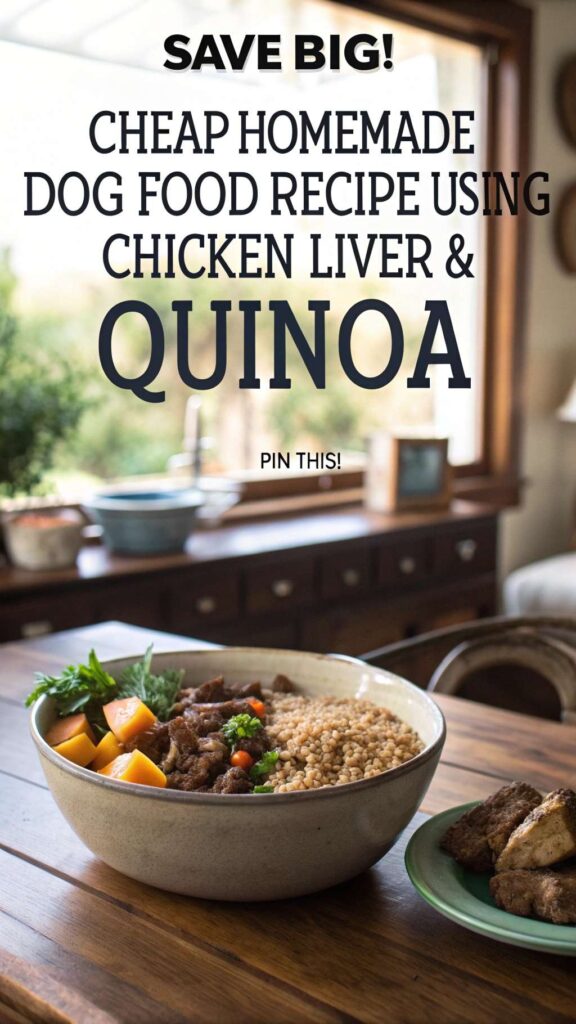 Cheap Homemade Dog Food Recipe Using Chicken Liver Quinoa pin 1