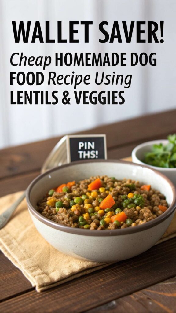 Cheap Homemade Dog Food Recipe Using Lentils Veggies pin 1