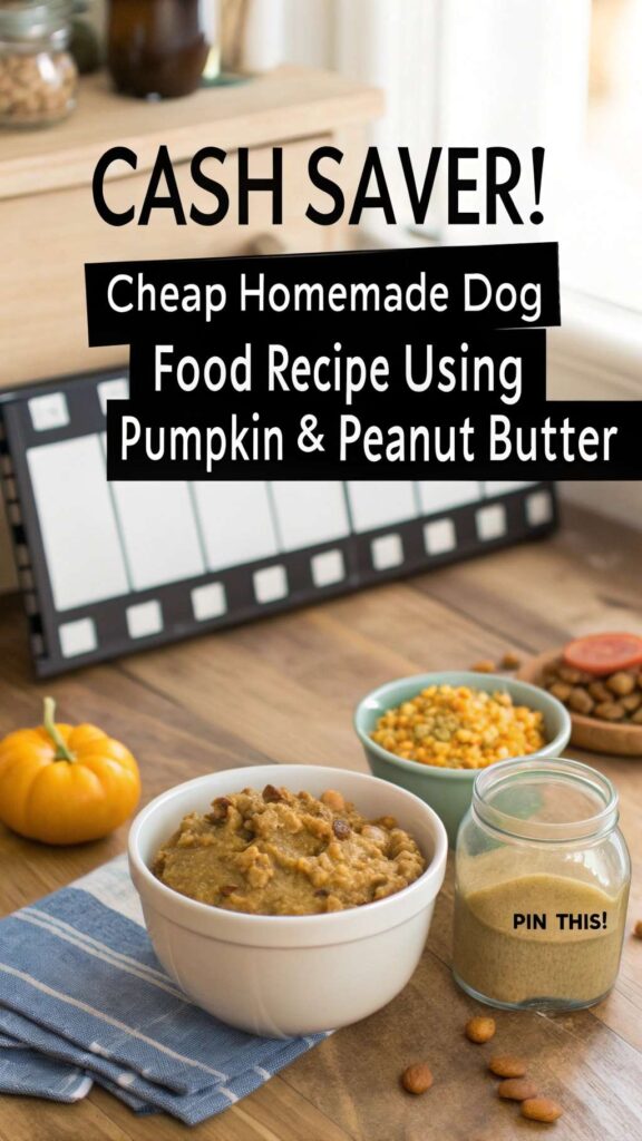 Cheap Homemade Dog Food Recipe Using Pumpkin Peanut Butter pin 1