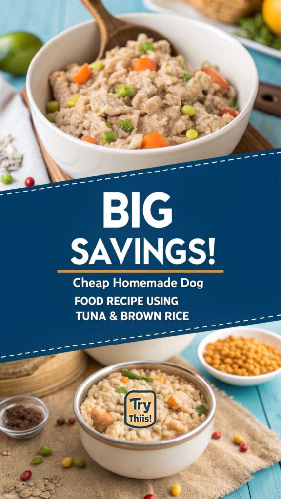Cheap Homemade Dog Food Recipe Using Tuna Brown Rice pin 1