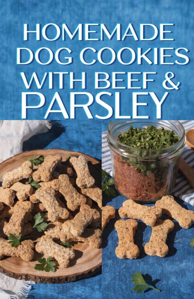 Homemade Dog Cookies With Beef Parsley pin 1