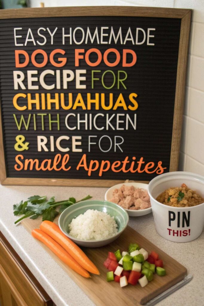 Homemade Dog Food Recipe for Chihuahuas With Chicken Rice for Small Appetites pin 1
