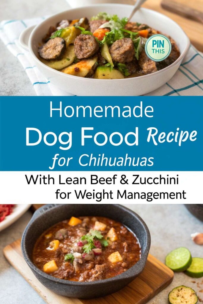 Homemade Dog Food Recipe for Chihuahuas with Lean Beef Zucchini for Weight Management pin 1