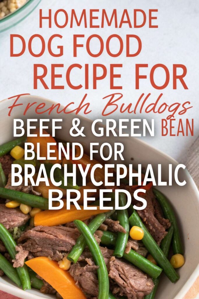 Homemade Dog Food Recipe for French Bulldogs Beef Green Bean Blend for Brachycephalic Breeds pin 1