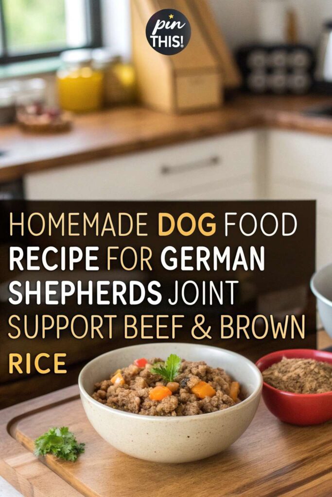 Homemade Dog Food Recipe for German Shepherds Joint Support Beef Brown Rice pin 1