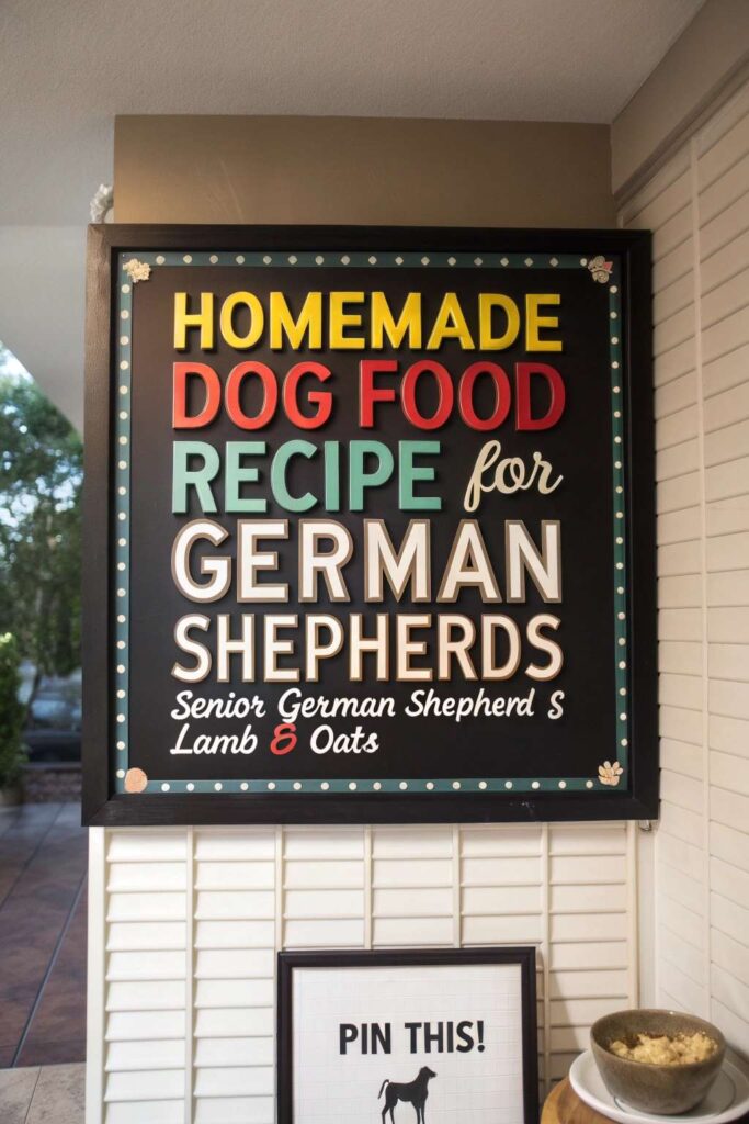 Homemade Dog Food Recipe for German Shepherds Senior German Shepherds Lamb Oats pin 1