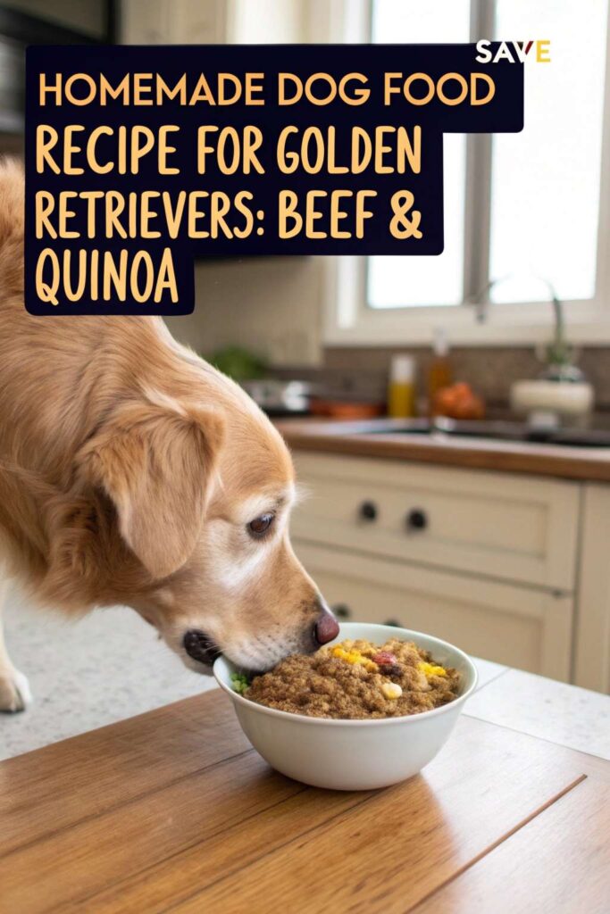 Homemade Dog Food Recipe for Golden Retrievers Beef Quinoa pin 1