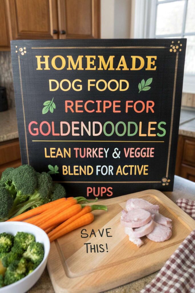 Homemade Dog Food Recipe for Goldendoodles Lean Turkey Veggie Blend for Active Pups pin 1