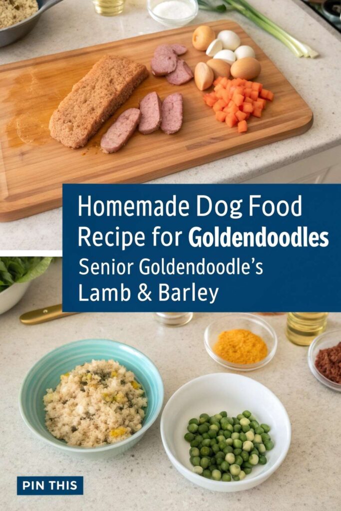 Homemade Dog Food Recipe for Goldendoodles Senior Goldendoodles Lamb Barley pin 1
