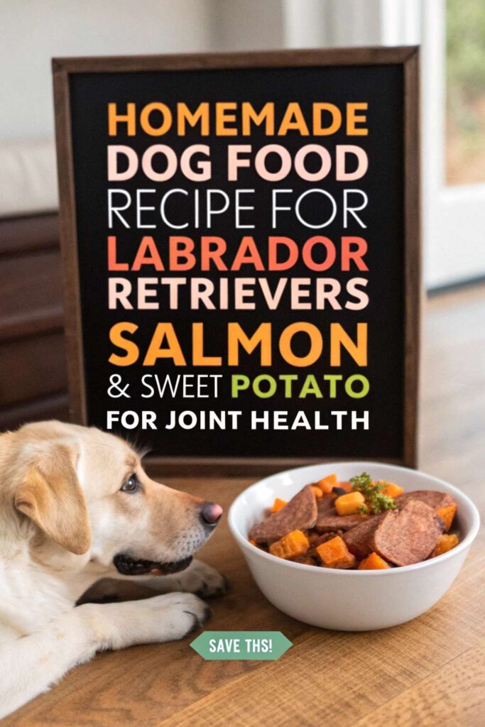 Homemade Dog Food Recipe for Labrador Retrievers Salmon Sweet Potato for Joint Health pin 1