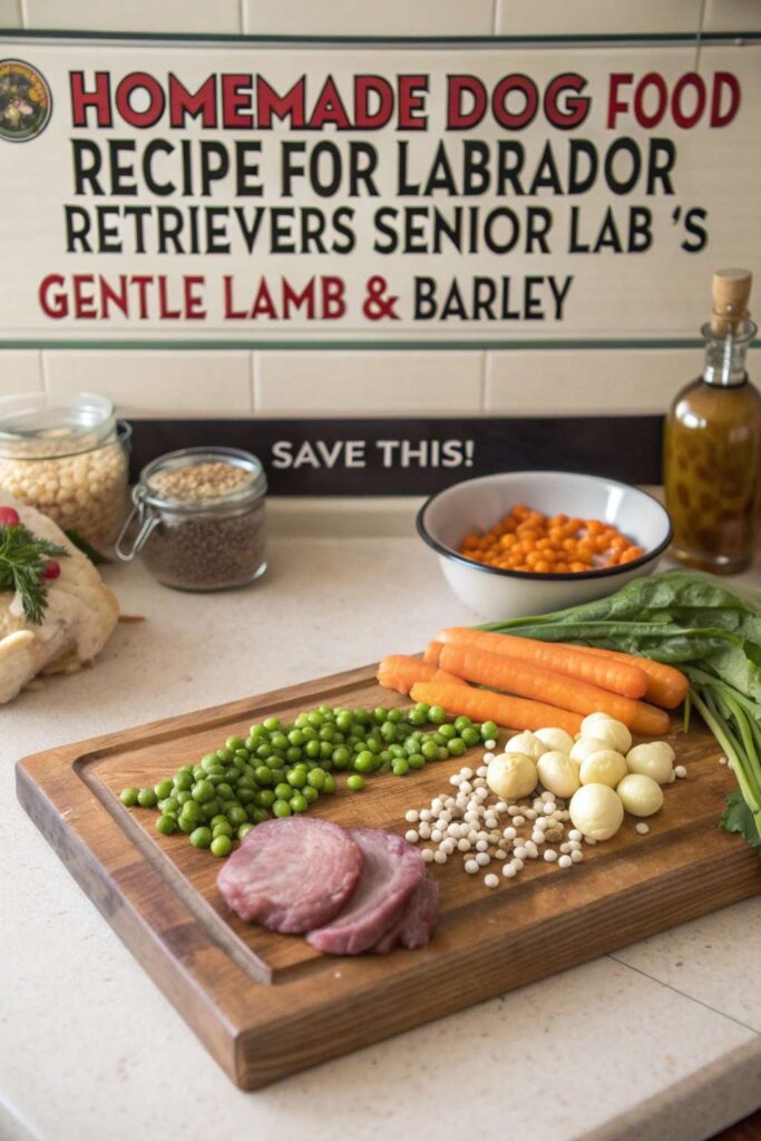 Homemade Dog Food Recipe for Labrador Retrievers Senior Labs Gentle Lamb Barley pin 1