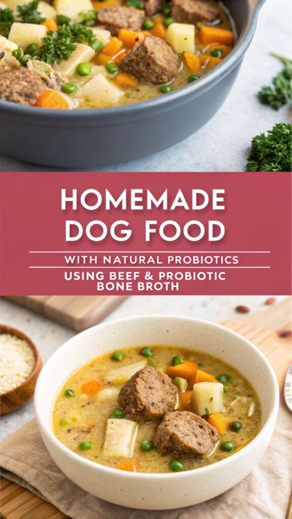 Homemade Dog Food with Natural Probiotics using Beef Probiotic Bone Broth pin 1