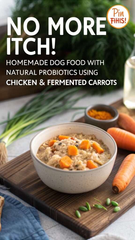 Homemade Dog Food with Natural Probiotics using Chicken Fermented Carrots pin 1