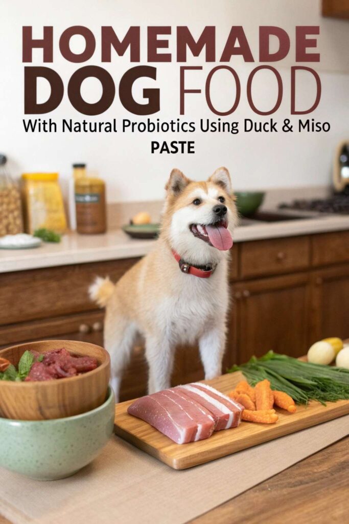 Homemade Dog Food with Natural Probiotics using Duck Miso Paste pin 1