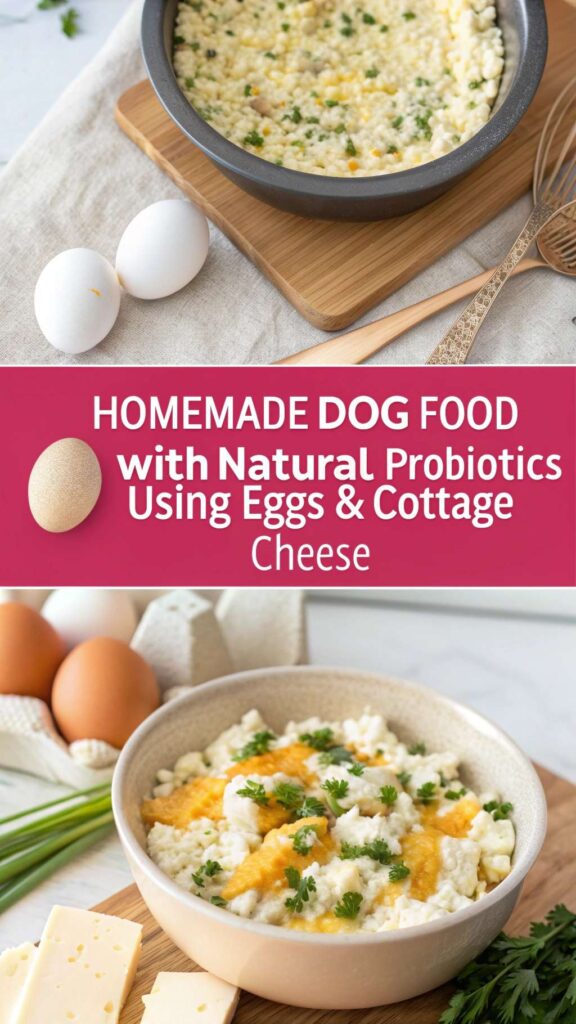 Homemade Dog Food with Natural Probiotics using Eggs Cottage Cheese pin 1