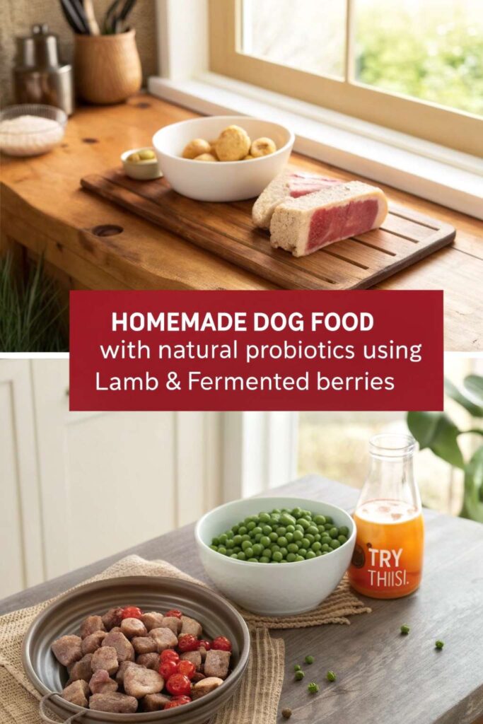 Homemade Dog Food with Natural Probiotics using Lamb Fermented Berries pin 1 1