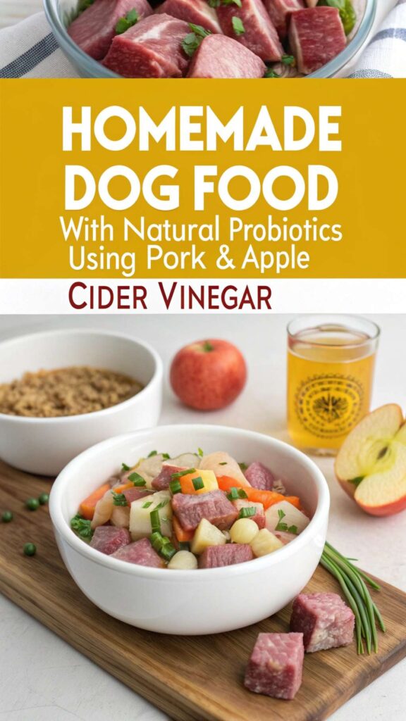 Homemade Dog Food with Natural Probiotics using Pork Apple Cider Vinegar pin 1