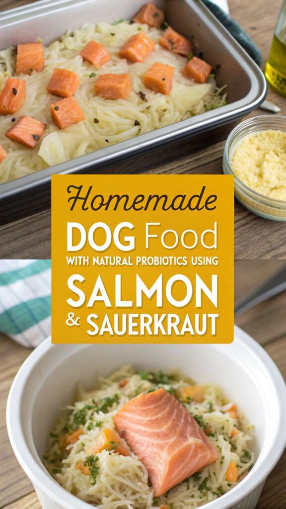 Homemade Dog Food with Natural Probiotics using Salmon Sauerkraut pin 1