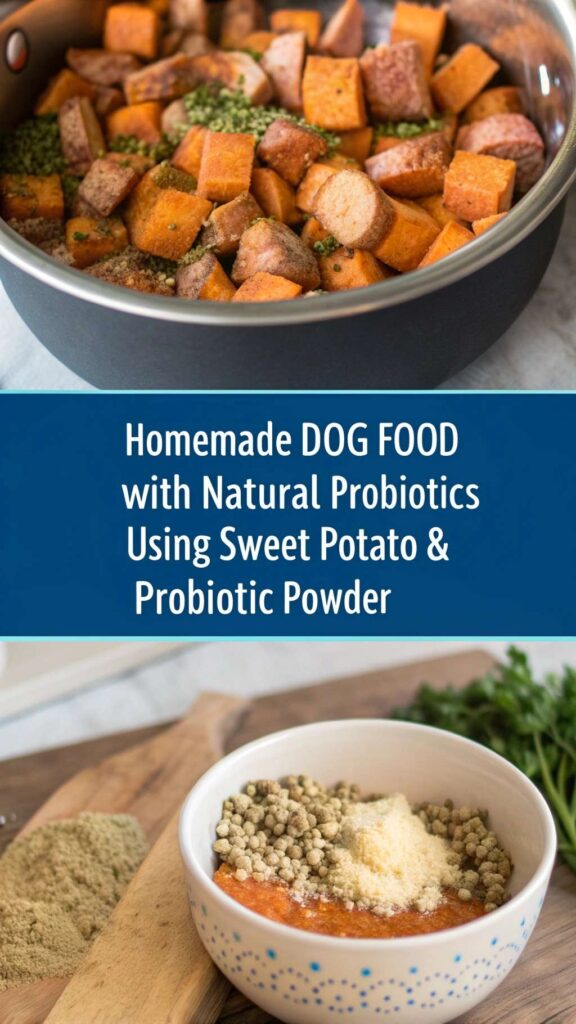 Homemade Dog Food with Natural Probiotics using Sweet Potato Probiotic Powder pin 1