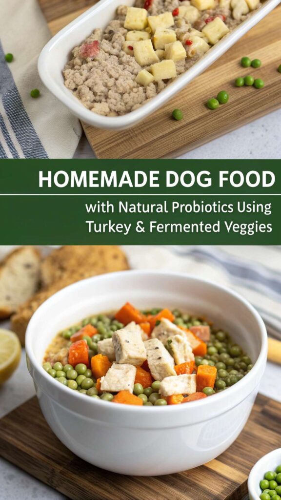 Homemade Dog Food with Natural Probiotics using Turkey Fermented Veggies pin 1