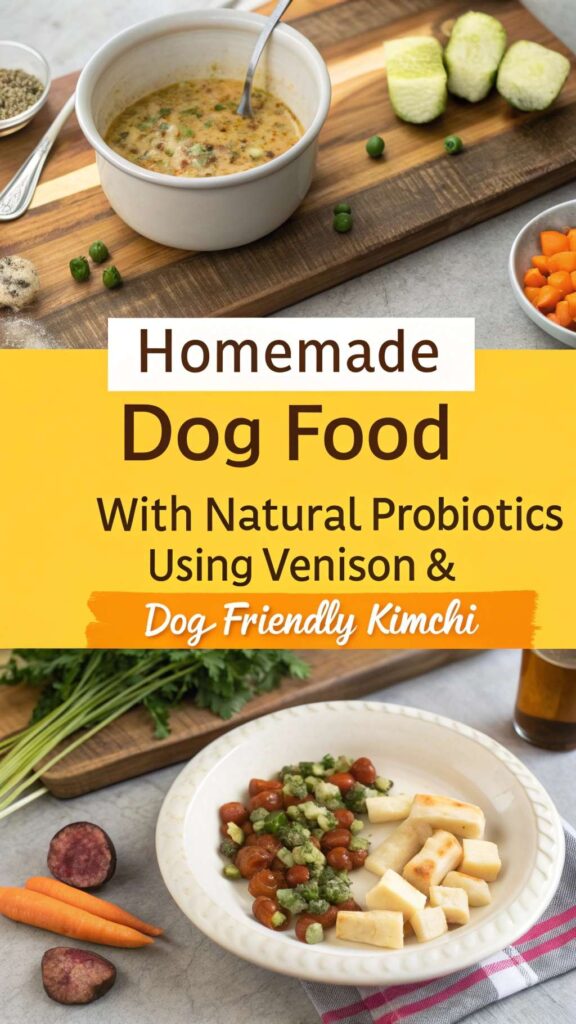 Homemade Dog Food with Natural Probiotics using Venison Dog Friendly Kimchi pin 1