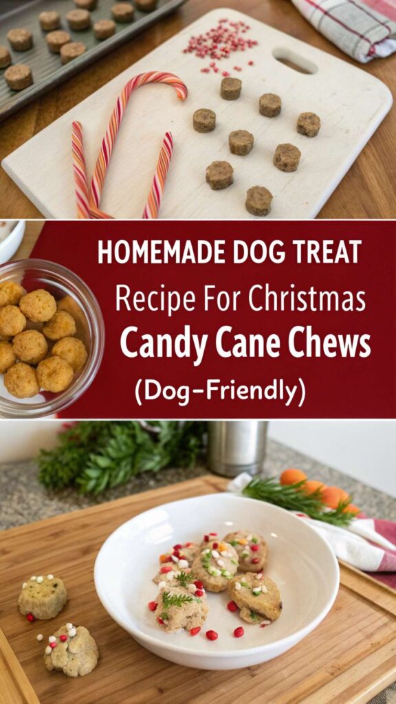 Homemade Dog Treat Recipe for Christmas Candy Cane Chews Dog Friendly pin 1