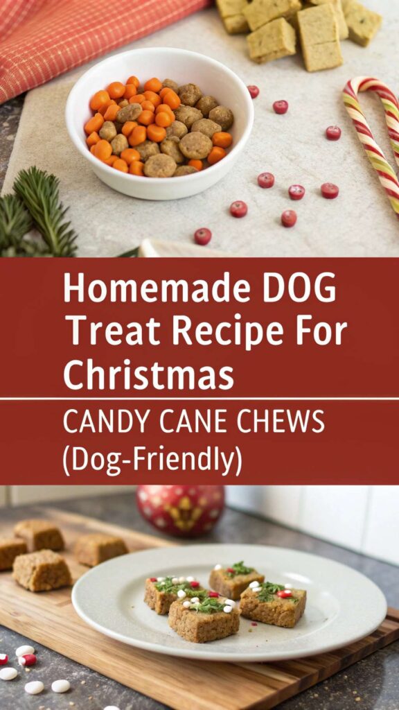 Homemade Dog Treat Recipe for Christmas Candy Cane Chews Dog Friendly pin 2