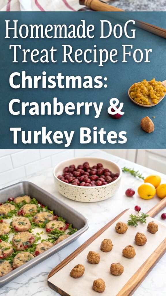 Homemade Dog Treat Recipe for Christmas Cranberry Turkey Bites pin 1