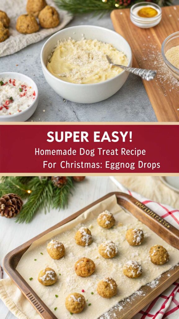 Homemade Dog Treat Recipe for Christmas Eggnog Drops Dog Friendly pin 1