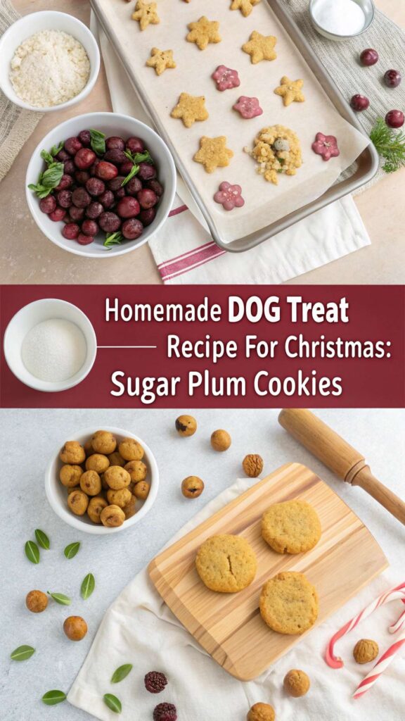 Homemade Dog Treat Recipe for Christmas Sugar Plum Cookies Dog Friendly pin 1